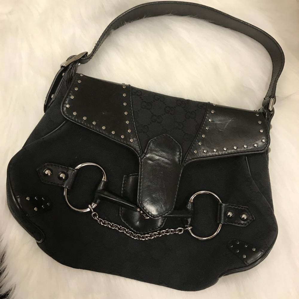 Authentic Gucci GG Logo horsebit chain bag